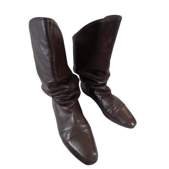BOHEMIAN ROMANCE! ESPRESSO BROWN GENUINE LEATHER NO HEEL BOOTS! SIZE 9N - Picture 1 of 11